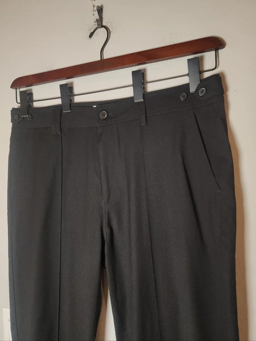 I Love Ugly Wool Blend Black Trouser Pants Seamed Detail Size XXL